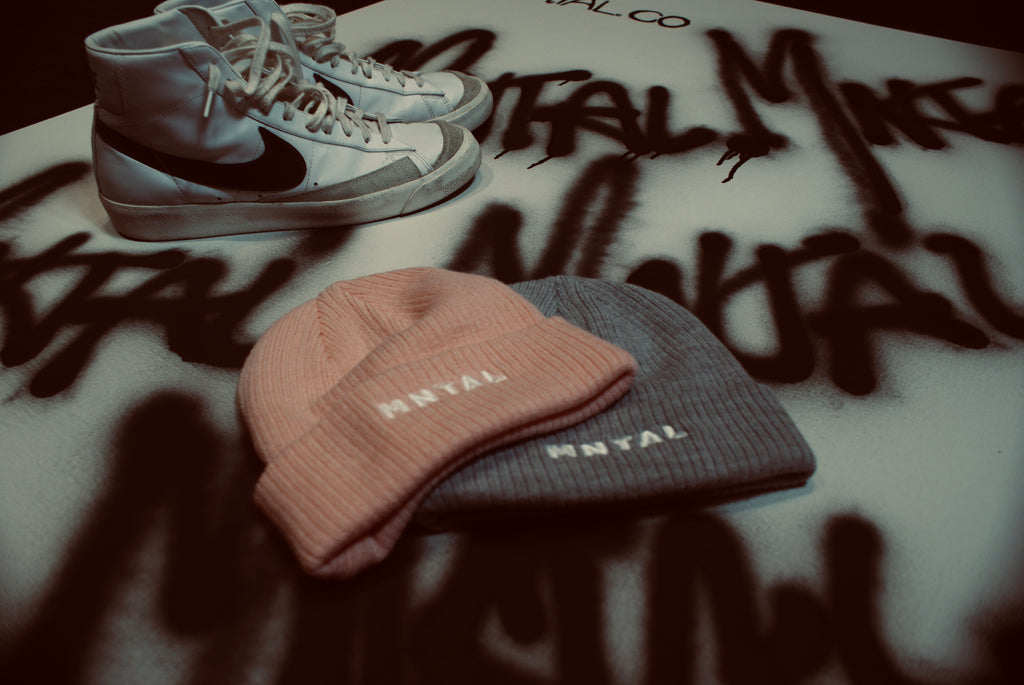 MNTAL Classic Beanies. mntal clothing. Winter hat. Pink and grey. Canada hats. mntal accessories. mntal